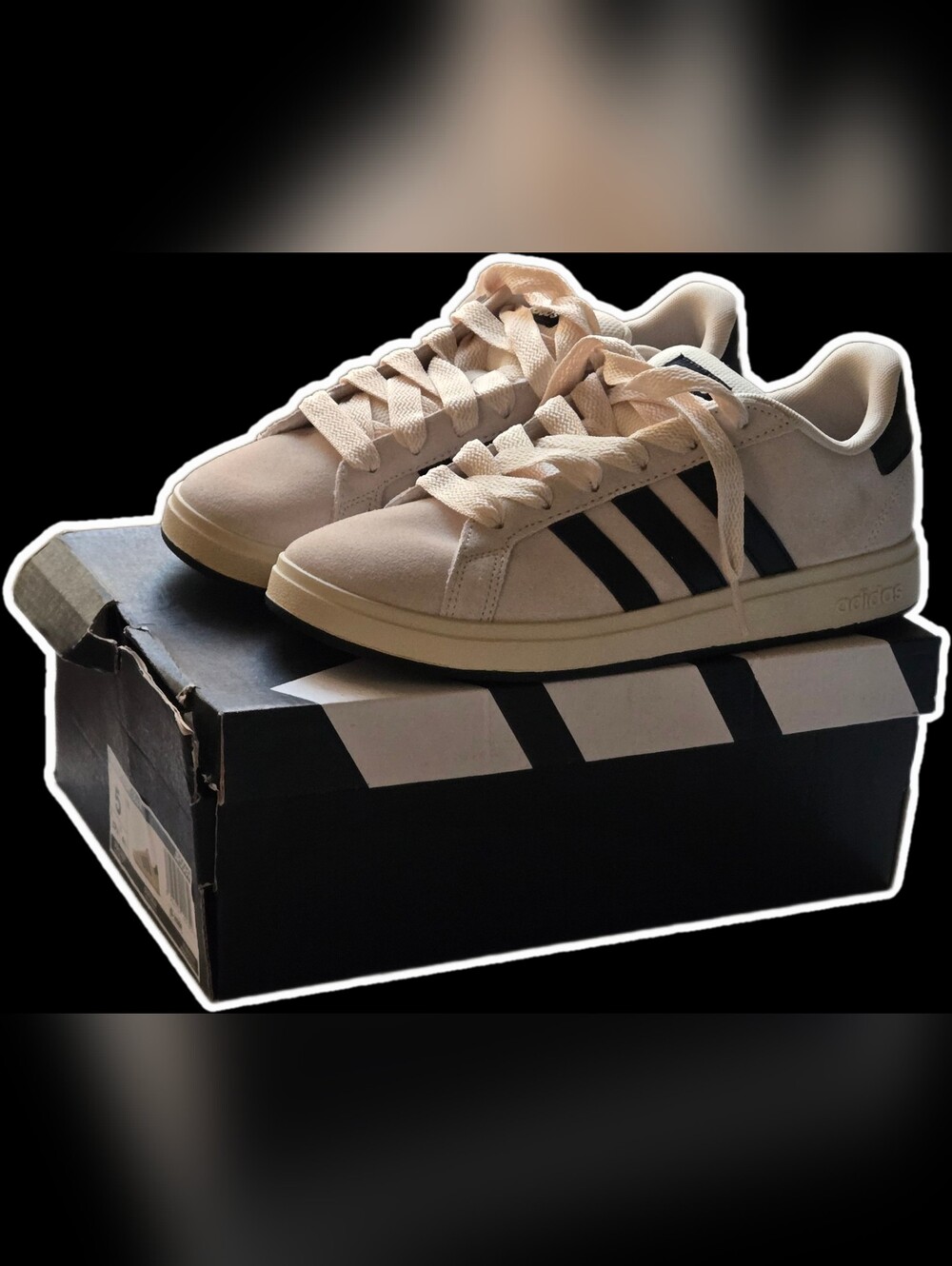 NWT Adidas Grand Court 00s K White Black Sneakers 5Y/6.5W